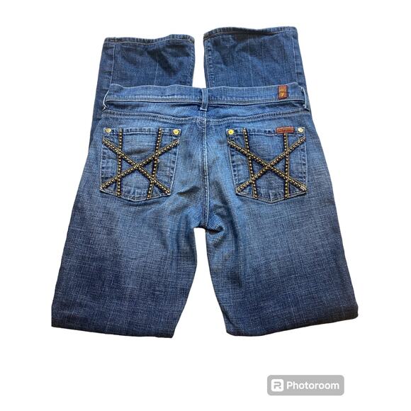 7 For All Mankind Women's Bootcut Denim Jeans Distressed Wash Size 28 - Picture 1 of 4